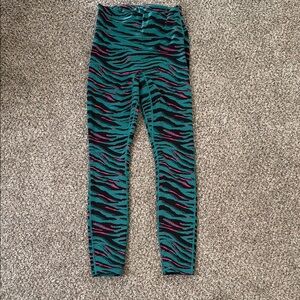 Zebra Print Leggings in Teal and Pink size M